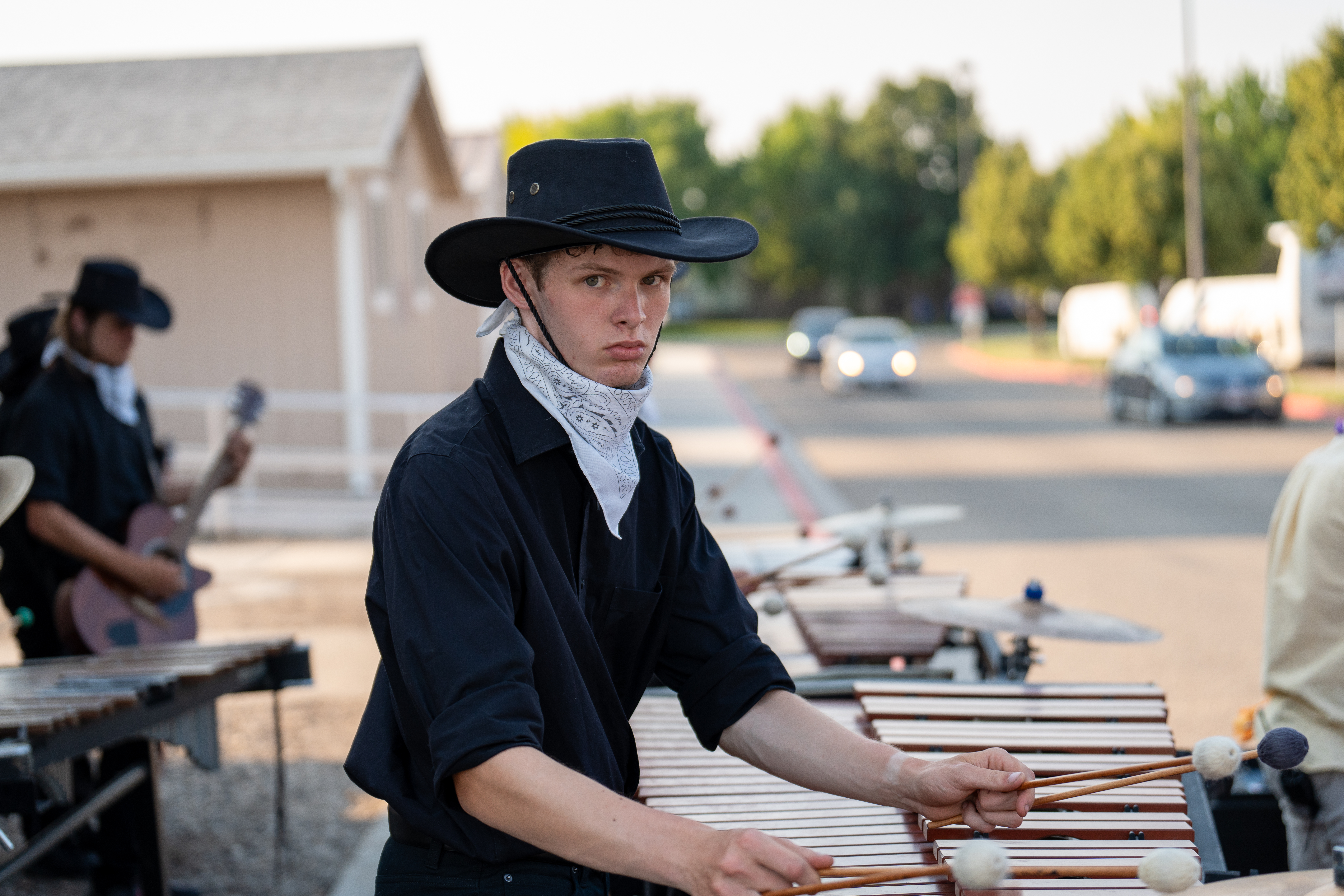 Performing in the lot before a show